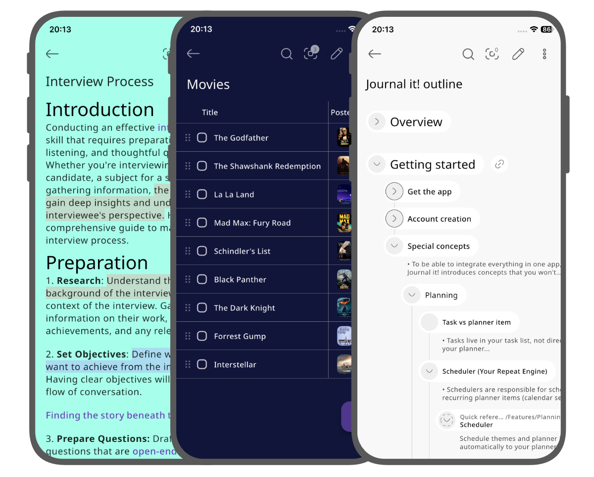 Three Types of Notes feature